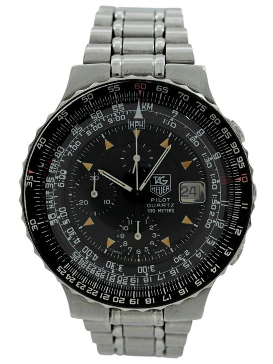 Tag Heuer 43mm Men\'s Vintage Pilot Black Dial SS Aviation Watch Ref: 230.206! main image 5